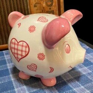 Piggy Bank - Pink/White - GREAT Condition
